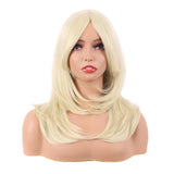 Long Layered Wigs With Bangs Straight Synthetic Fiber Shoulder Length Hair For Daily Party