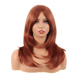 Long Layered Wigs With Bangs Straight Synthetic Fiber Shoulder Length Hair For Daily Party